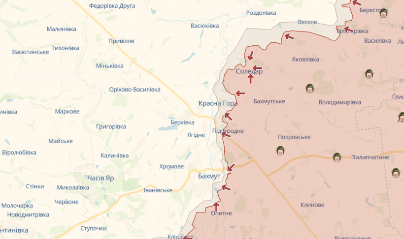 Запеклі бої за Соледар: актуальна карта війни в Україні Запеклі бої за Соледар: актуальна карта війни в Україні
