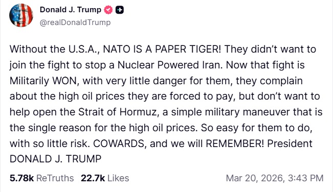 Трамп назвав НАТО без США "паперовим тигром" Трамп назвав НАТО без США "паперовим тигром"